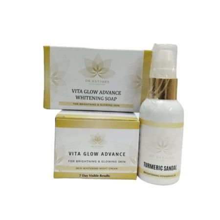 Vita Glow Advance Skin Whitening Products For Brightening & Glowing Skin, Night Cream, Whitening Soap , and Turmeric Sandal Serum (Pack Of 3)